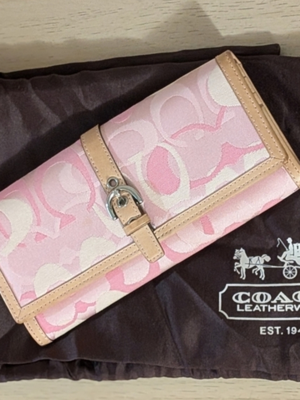 Y2K Coach Optic Hobo Bag & Wallet Signature Pink Jacquard & Leather Matching Set - Picture 13 of 15
